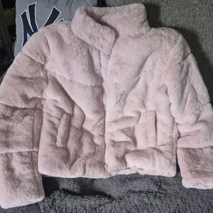 Ambiance Light Pink Faux Fur Puffer Jacket